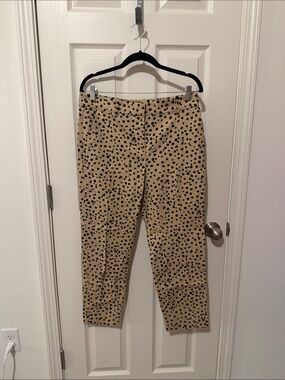 LOFT Tan Chino Pants with Black Dot Print